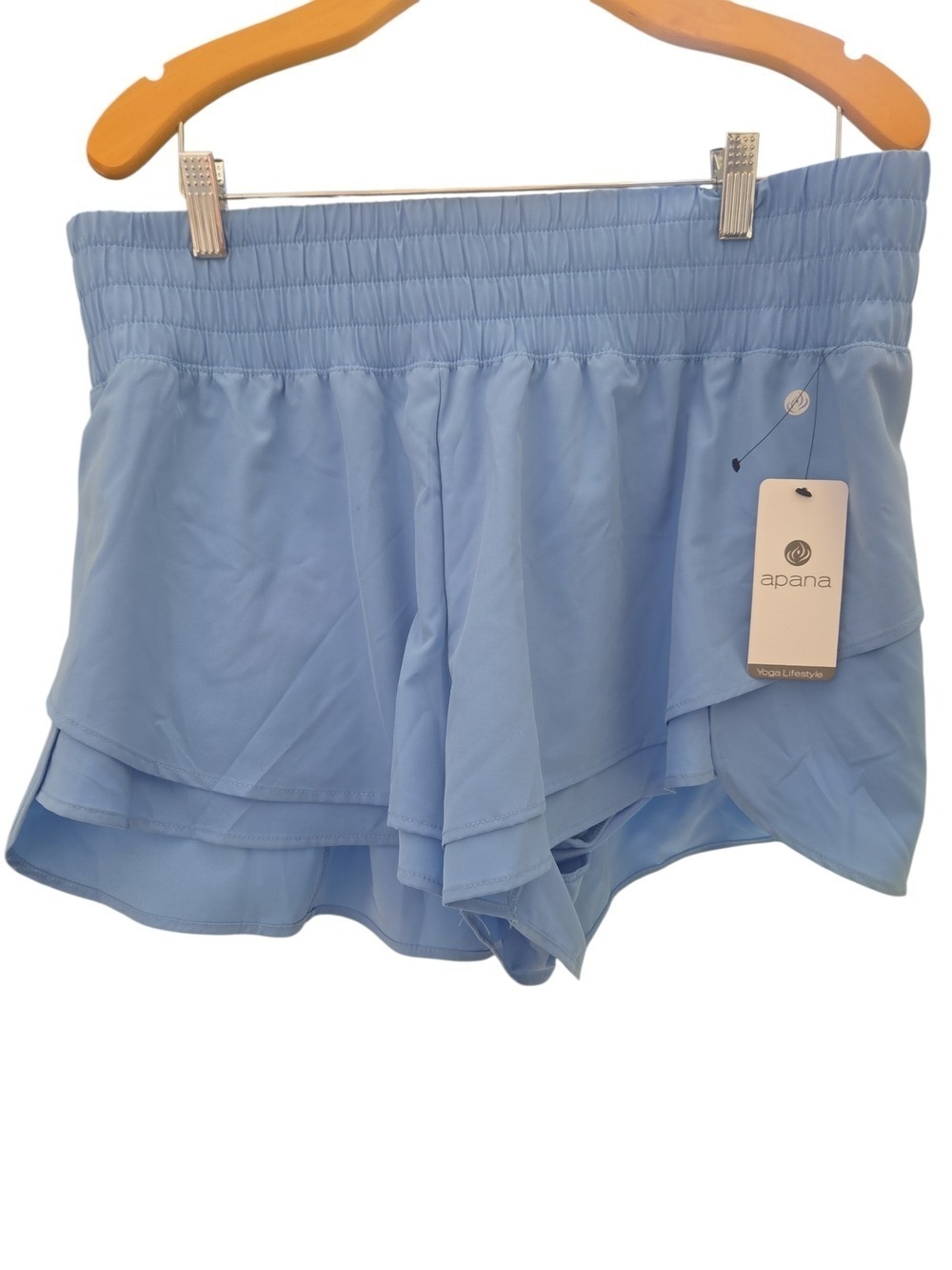Nwt Apana Sky Blue Layered Athletic Yoga Shorts